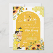 Zonnebloem Mexicaans Meisje Honey Bee Baby shower Kaart (Voorkant)