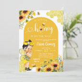 Zonnebloem Mexicaans Meisje Honey Bee Baby shower Kaart (Staand voorkant)