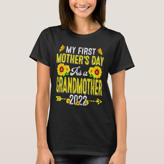 Zonnebloem Mijn eerste Moederdag als grootmoeder T-shirt (Voorkant)