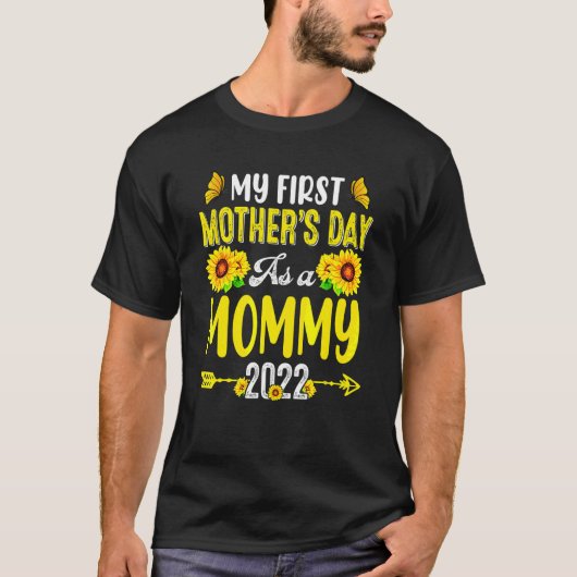 Zonnebloem Mijn eerste Moederdag als mama moeder T-shirt (Voorkant)