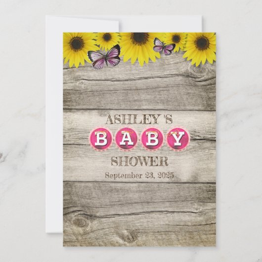 Zonnebloem, mijn mama Baby shower | Roze Kaart (Achterkant)