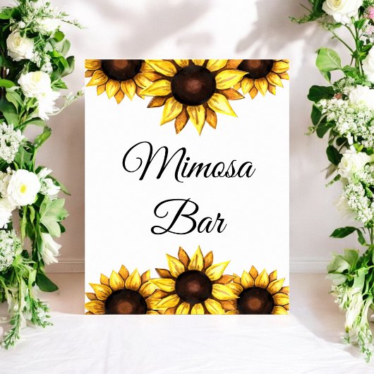 Zonnebloem Mimosa Bar Geel Witte Bloemen Bruiloft Poster
