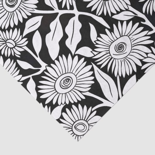 Zonnebloem minimaal zwart zwart wit tissuepapier (Detail)