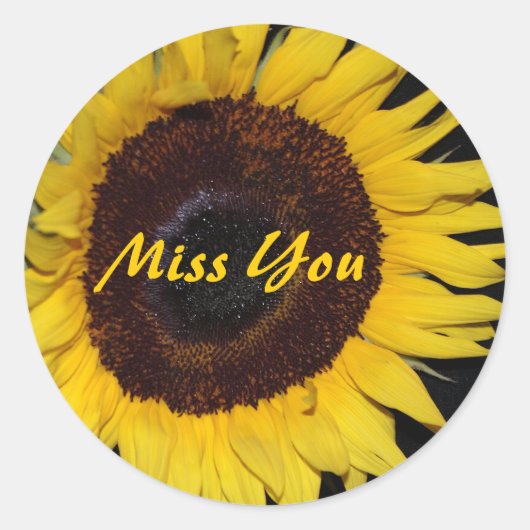 Zonnebloem, Miss You Ronde Sticker (Voorkant)