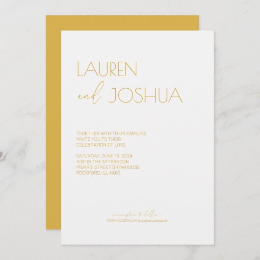 Zonnebloem · Modern minimalistisch script bruiloft Kaart (Voorkant / Achterkant)