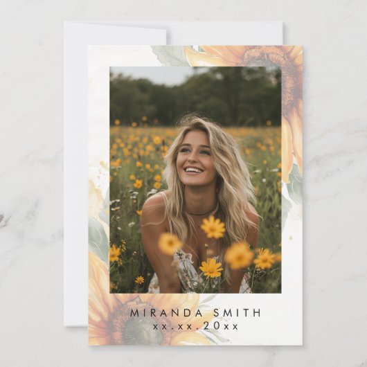 Zonnebloem Modern Photo Vrijgezellenfeest Kaart (Achterkant)