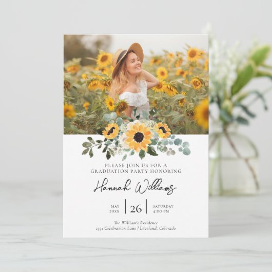 Zonnebloem Moderne Fotogradatie Partij Kaart (Staand voorkant)