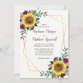Zonnebloem Moderne Geometrische bruiloft Kaart (Voorkant)