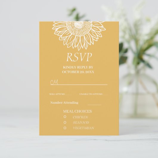 Zonnebloem Moderne Tuin Bloemen RSVP Kaartje (Staand voorkant)