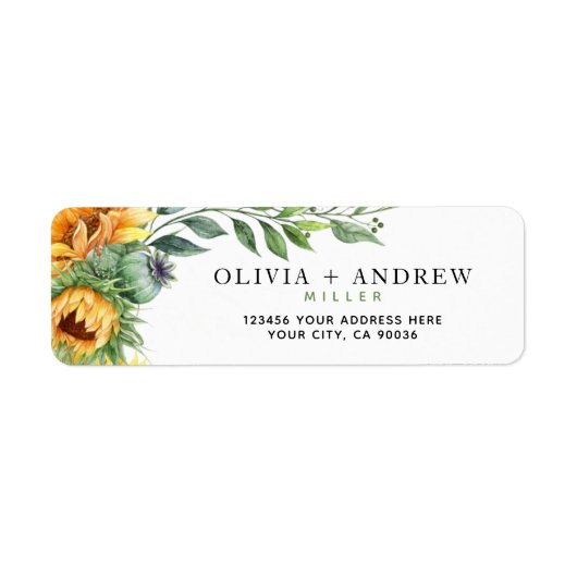 Zonnebloem Moderne Waterverf Botanisch Etiket (Voorkant)