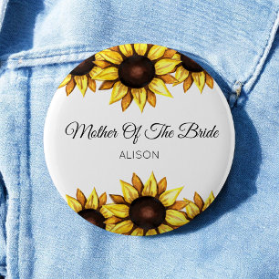 Zonnebloem Moeder van de Bruid Bloem Knop Ronde Button 5,7 Cm