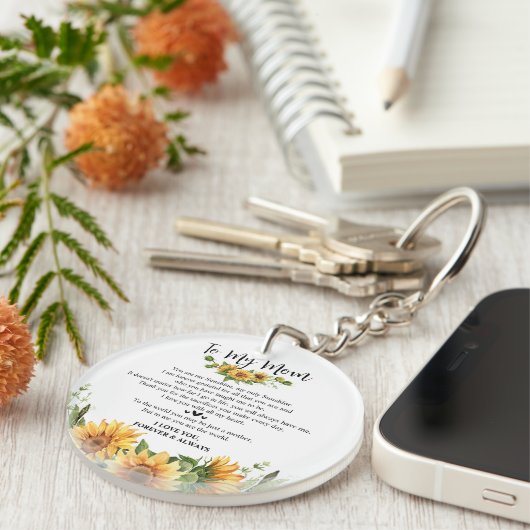 Zonnebloem Moederdag Cadeaus van Dochter Zoon Sleutelhanger (Voorkant Rechts)