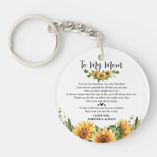 Zonnebloem Moederdag Cadeaus van Dochter Zoon Sleutelhanger (Voorkant)