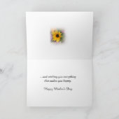 Zonnebloem Moederdag Gevouwen Wenskaart Kaart (Binnen)