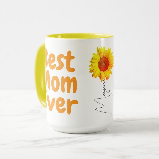Zonnebloem mok | Beste moeder ooit (initiaal & naa (Voorkant links)