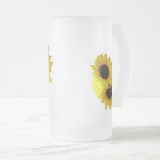 Zonnebloem Mok Cheerful Yellow Sunflower Mokken (Voorkant rechts)