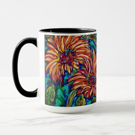 Zonnebloem mok met bloemenprint (Links)