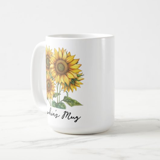 Zonnebloem Mok voor Vrouwen, Custom Moederdag Gift (Voorkant links)