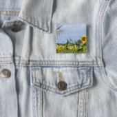 Zonnebloem Monarch - Aanpassen! Vierkante Button 5,1 Cm (In situ)