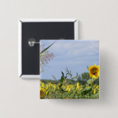 Zonnebloem Monarch - Aanpassen! Vierkante Button 5,1 Cm (Voorkant /achterkant)
