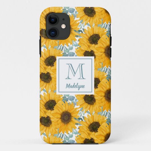 Zonnebloem Monogram Bloemen Hoesje-Mate iPhone Cas Case-Mate iPhone Case (Achterkant)