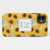 Zonnebloem Monogram Bloemen Hoesje-Mate iPhone Cas Case-Mate iPhone Case (Achterkant (horizontaal))