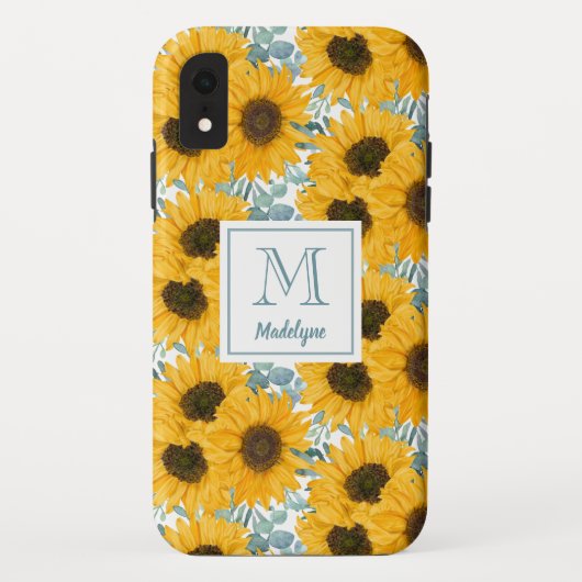 Zonnebloem Monogram Bloemen Hoesje-Mate iPhone Cas Case-Mate iPhone Case (Achterkant)