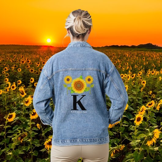 Zonnebloem Monogram Dames trouwkleding Denim Jacket