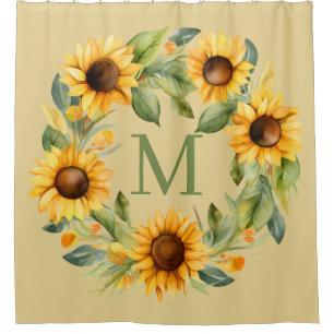 Zonnebloem Monogram Douchegordijn
