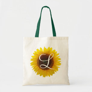 Zonnebloem Monogram Eenzijdige Afbeelding Tote Bag