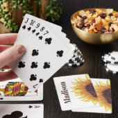 Zonnebloem Monogram Geel Wit Rustiek Boho Chic Pokerkaarten (Insitu)