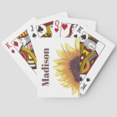 Zonnebloem Monogram Geel Wit Rustieke Boho Chic Pokerkaarten (Achterkant)
