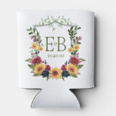 Zonnebloem Monogram Huwelijk Blikjeskoeler (Achterkant)