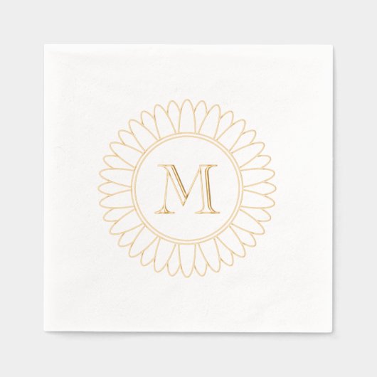 Zonnebloem Monogram Initiaal Folie Servetten (Voorkant)