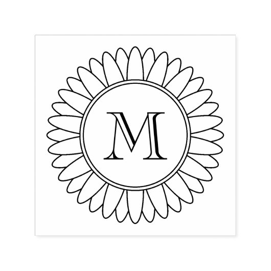 Zonnebloem Monogram Initiaal Zelfinktende Stempel (Design)