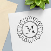 Zonnebloem Monogram Initiaal Zelfinktende Stempel
