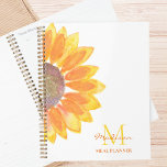 Zonnebloem Monogram Maaltijdplanner Planner<br><div class="desc">Deze botanische maaltijdplanner is versierd met een gele waterverf zonnebloem en monogram in stijlvolle typografie. Het is gemakkelijk aan te passen en een geweldig keukengeschenk voor een zonnebloemliefhebber. Originele Waterverf © Michele Davies.</div>