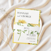 Zonnebloem Monogram Moderne Schuur Bruiloft Uitnodigingen Wikkel