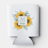 Zonnebloem Monogram Naam Gepersonaliseerd Blikjeskoeler (Achterkant)