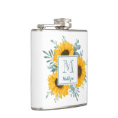 Zonnebloem Monogram Naam Gepersonaliseerd Heupfles (Rechts)