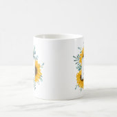 Zonnebloem Monogram Naam Gepersonaliseerd Koffiemok (Center)