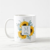 Zonnebloem Monogram Naam Gepersonaliseerd Koffiemok (Links)