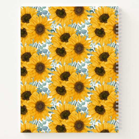 Zonnebloem Monogram Naam Gepersonaliseerd Notitieb Notitieboek (Achterkant)
