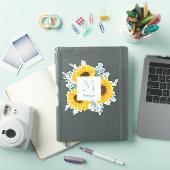 Zonnebloem Monogram Naam Gepersonaliseerd Sticker (iPad Cover)