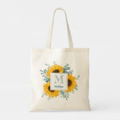 Zonnebloem Monogram Naam Gepersonaliseerd Tote Bag (Achterkant)