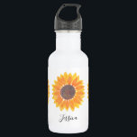Zonnebloem Monogram Naam Gepersonaliseerd Waterfles<br><div class="desc">Zonnebloemmonogram - Aangepersonaliseerde roestvrijstalen waterfles. Deze florale waterfles is voorzien van gele waterverf zonnebloemen op een witte achtergrond. U kunt het met jouw naam of monogram aanpassen. Oorspronkelijke Waterverf © Michele Davies.</div>