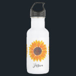 Zonnebloem Monogram Naam Gepersonaliseerd Waterfles<br><div class="desc">Zonnebloemmonogram - Aangepersonaliseerde roestvrijstalen waterfles. Deze florale waterfles is voorzien van gele waterverf zonnebloemen op een witte achtergrond. U kunt het met jouw naam of monogram aanpassen. Oorspronkelijke Waterverf © Michele Davies.</div>