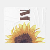 Zonnebloem Monogram Wit Fleece Deken (Voorkant (Horizontaal))