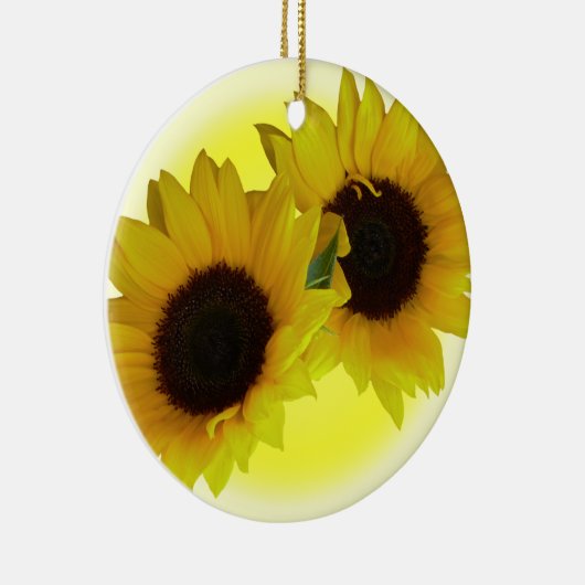 Zonnebloem, mooi geel bloemenkrantje keramisch ornament (Rechts)