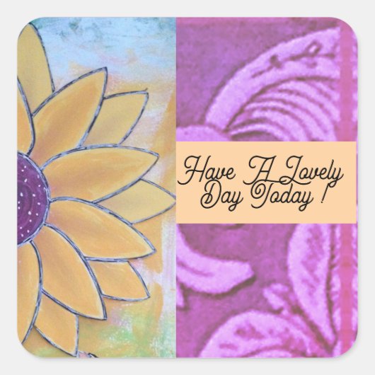 Zonnebloem mooie dag vierkante sticker (Voorkant)